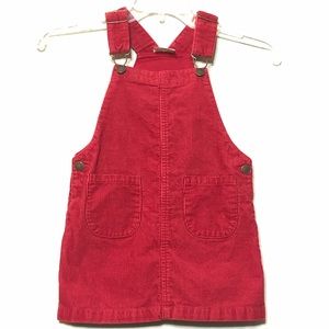 OshKosh Genuine Kids 4T Red Corduroy Overall Dress